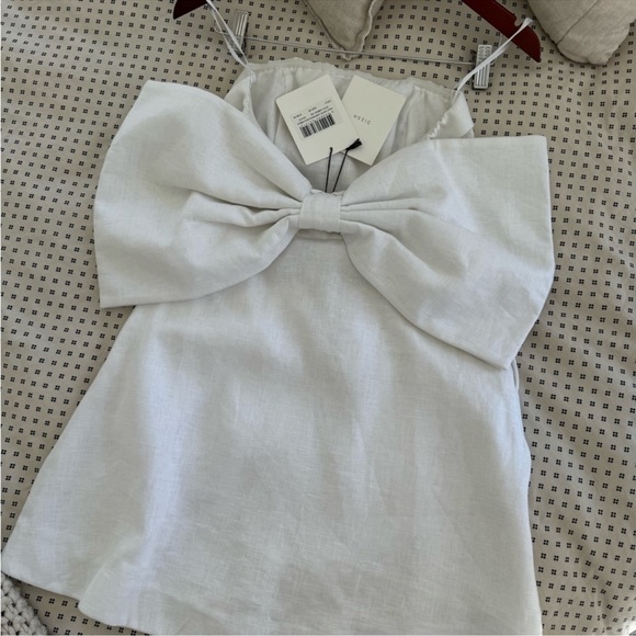 DISSH White Linen Bow Mini Dress - Picture 6 of 7